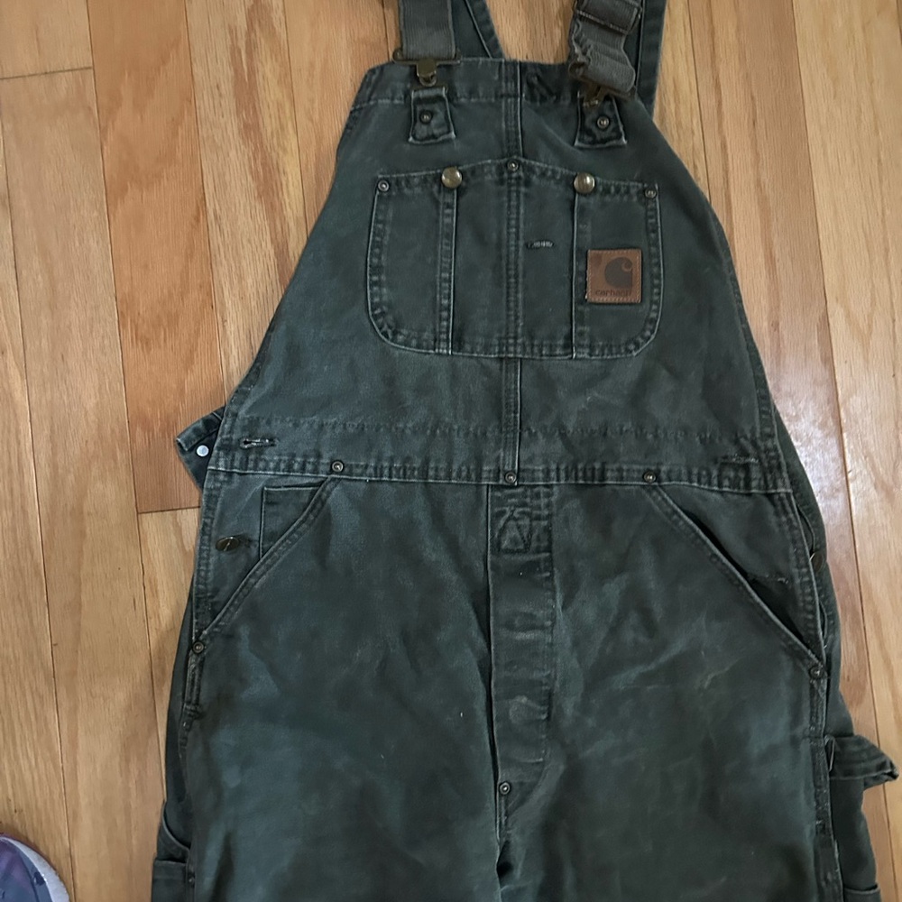 MENS double knee carhartt overalls mos green 32/32